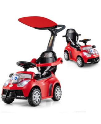 3-in-1 Push Car for Toddler Sliding Car with Seat Belt and Canopy