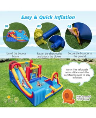 7 in 1 Outdoor Inflatable Bounce House with Water Slides and Splash Pools with 750W Blower