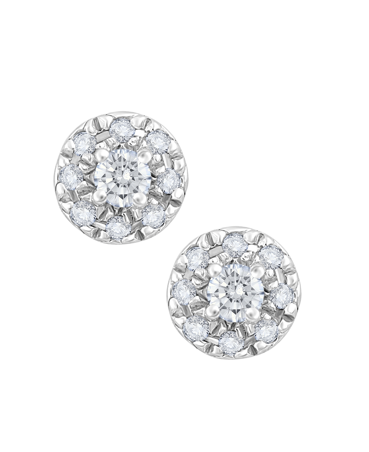 Macy's Diamond Round Shape Halo Stud Earrings (1/4 ct. t.w.) in 10k White Gold