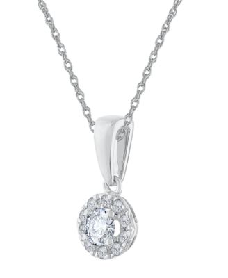 Diamond Round Shape Halo Pendant Necklace (1/4 ct. t.w.) in 10k White Gold