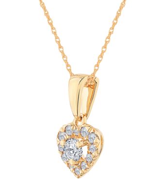 Diamond Heart Shape Halo Pendant Necklace (1/4 ct. t.w.) in 10k Yellow or White Gold