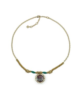 Gold Plated Large Pendant Necklace 