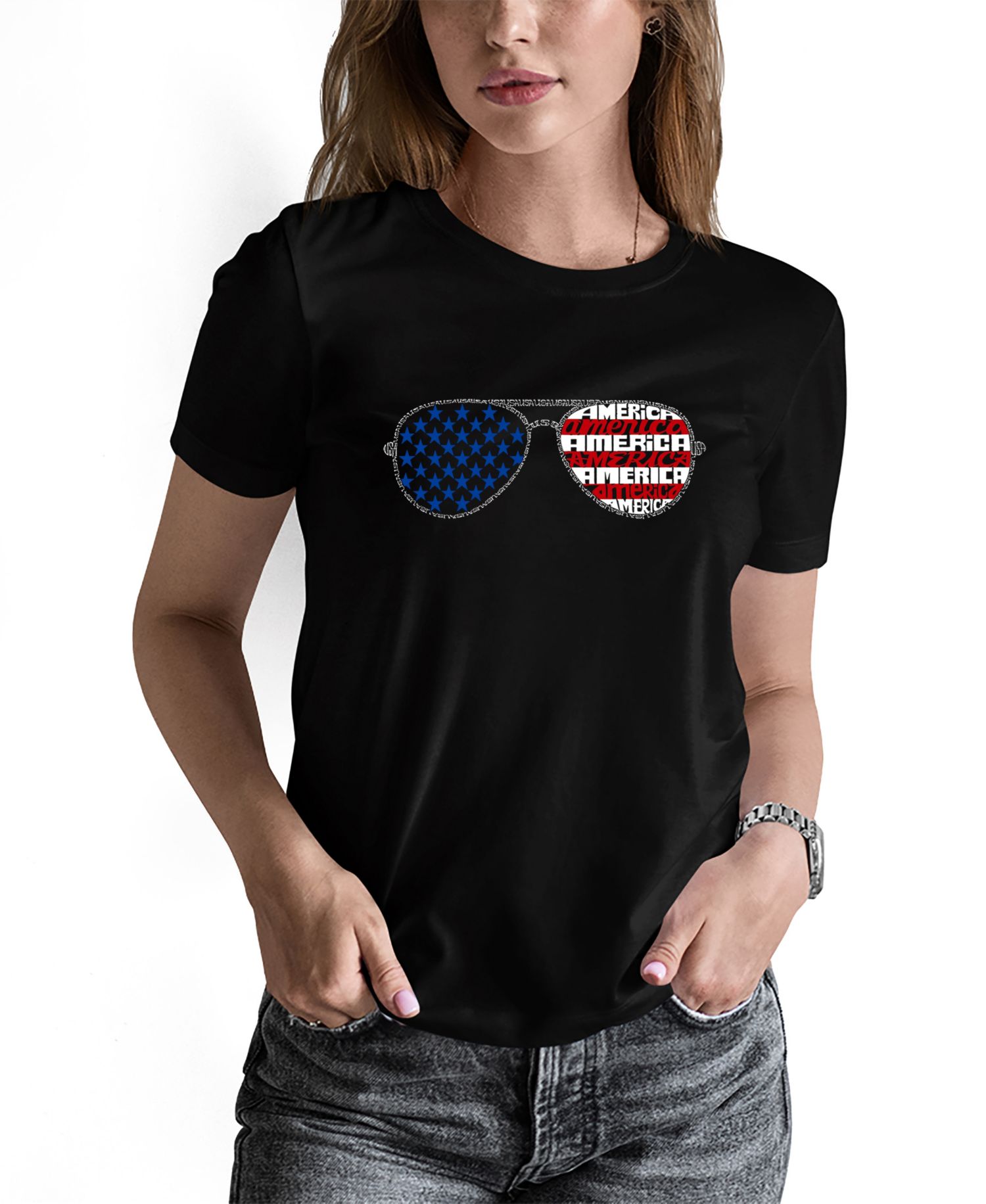 Women's Americana Sunglasses Word Art Long-Sleeve T-Shirt