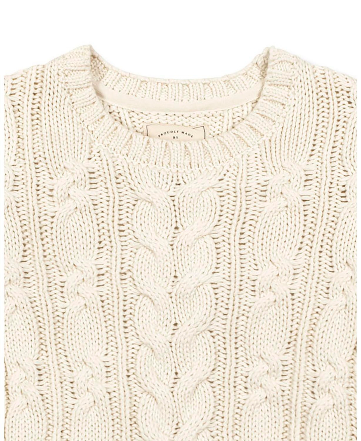Hope & Henry Women's Organic Peasant Sleeve Cable Sweater