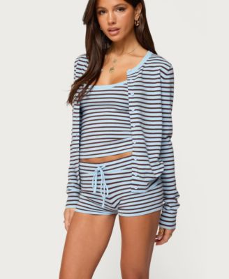 Women's Lillian Striped Button Up Knit Cardigan