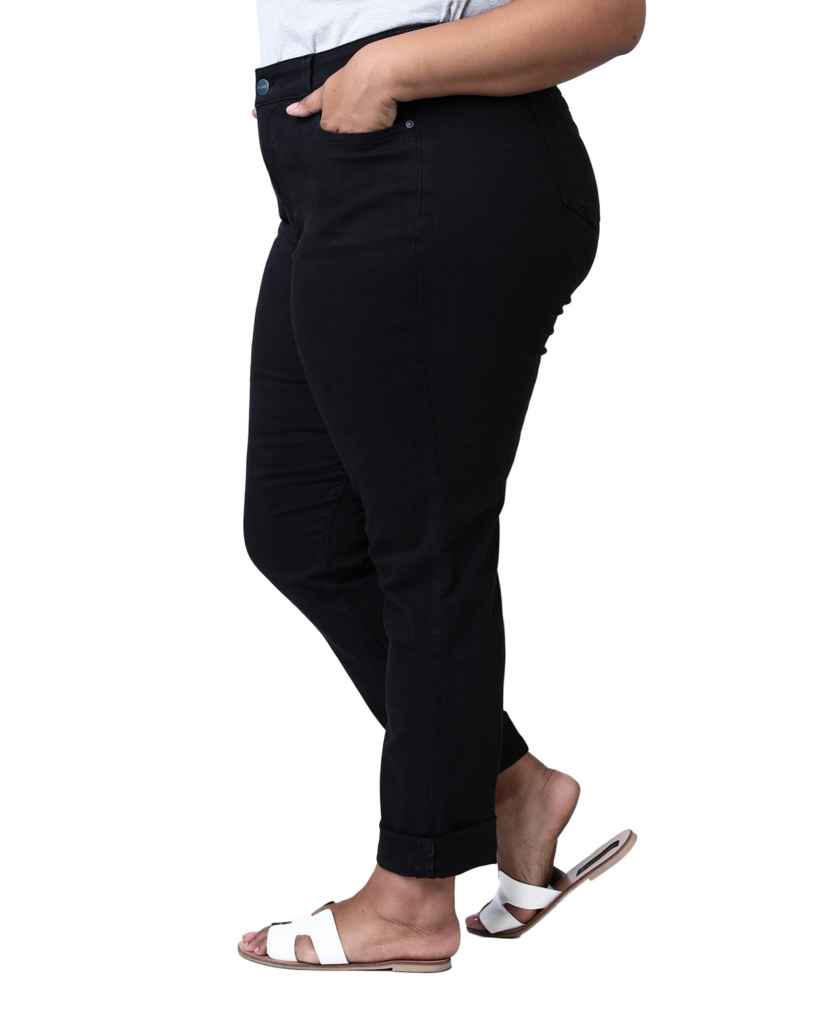 Slink Jeans Women's Color High Rise Boyfriend rolled Pants