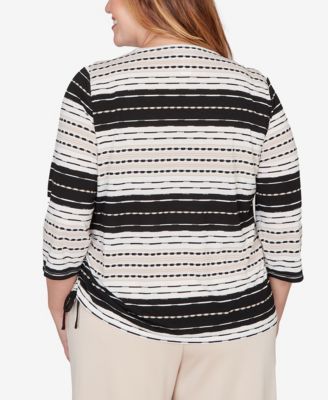 Plus Size Seville Embellished Diagonal Textured Stripe Top
