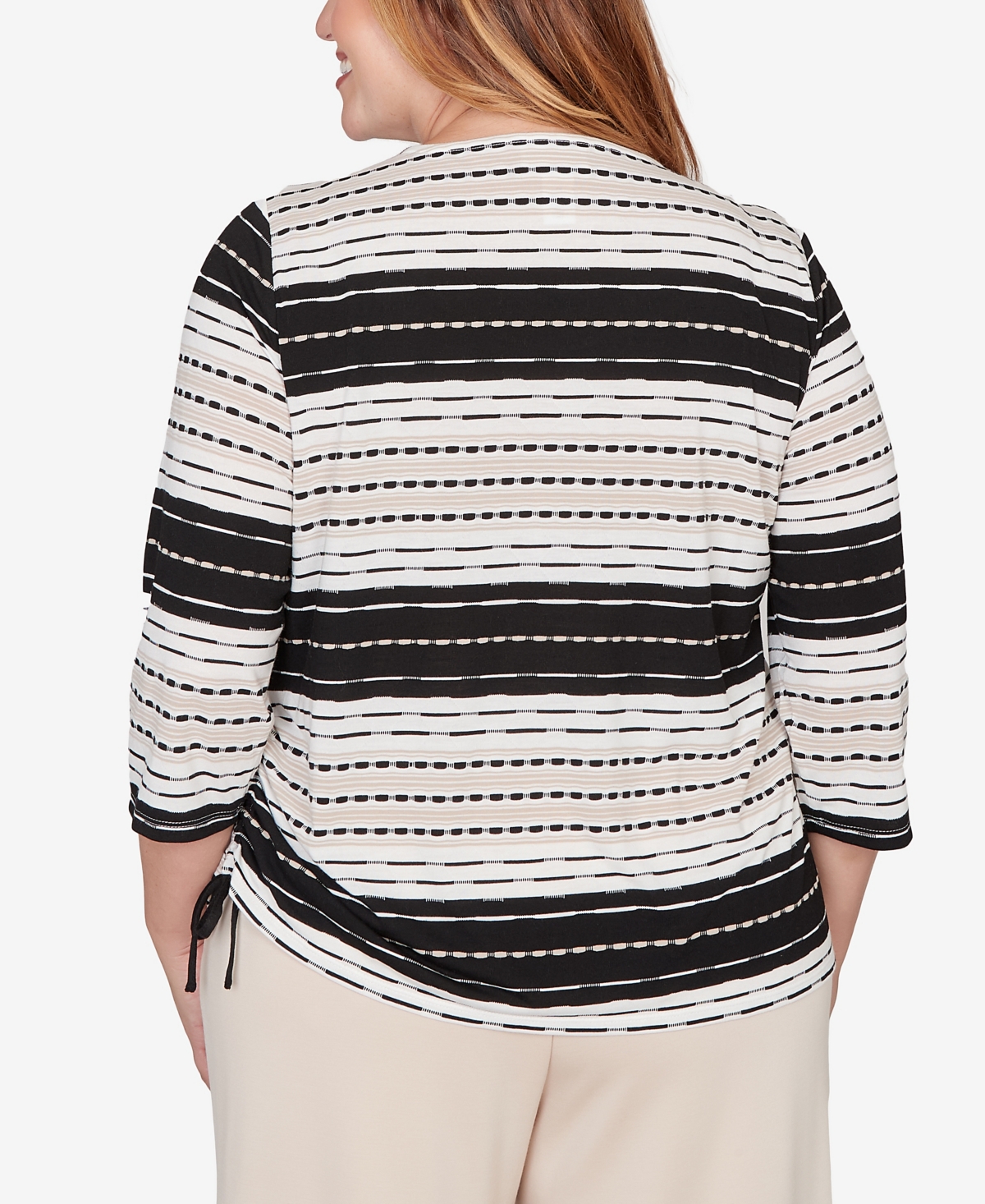 Alfred Dunner Plus Seville Embellished Diagonal Textured Stripe Top