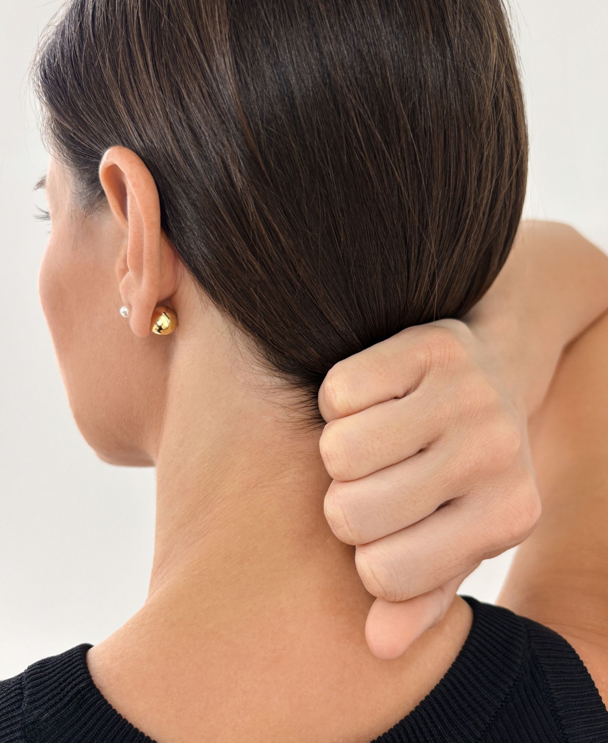 Adornia Gold Imitation Pearl Double-Sided Ball Earrings