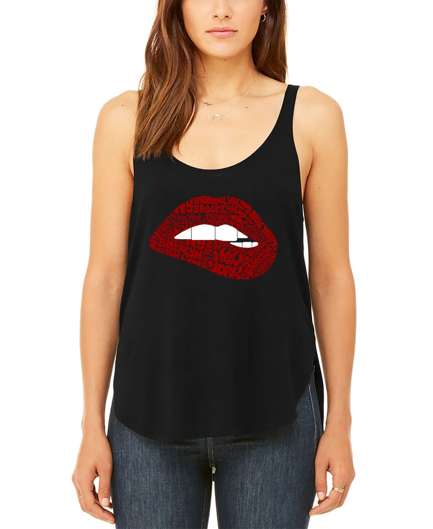 Women's Brooklyn Lips Premium Word Art Flowy Tank Top