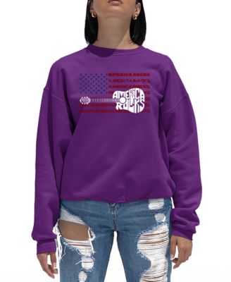 Women's America Rocks Word Art Crew Neck Sweatshirt