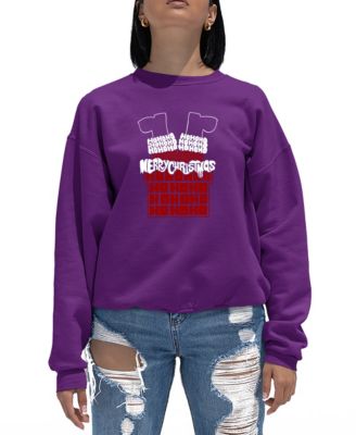 Women's Chimney Santa Word Art Crew Neck Sweatshirt