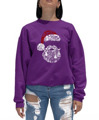 Women's Santa Pics Word Art Crew Neck Sweatshirt
