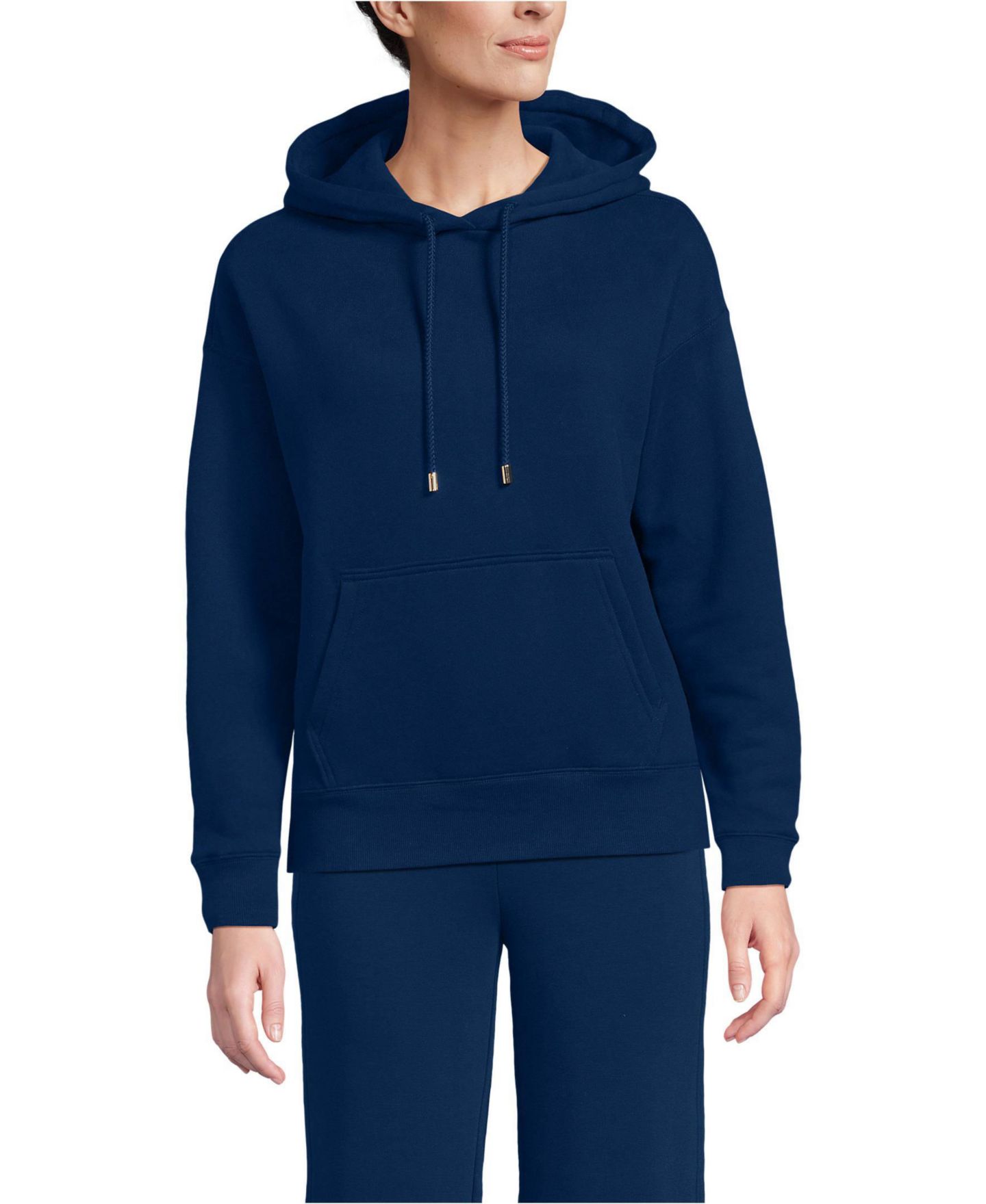 Женское худи Lands' End Serious Sweats Hooded, цвет: Морской тёмно-синий — фото 1