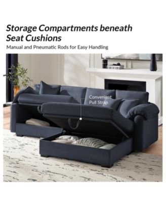 Brandee 2 - Piece Reversible Corduroy Sectional Sofa Chaise with Storage