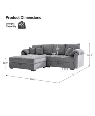 Brandee 2 - Piece Reversible Corduroy Sectional Sofa Chaise with Storage