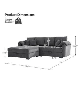 Brandee 2 - Piece Reversible Corduroy Sectional Sofa Chaise with Storage