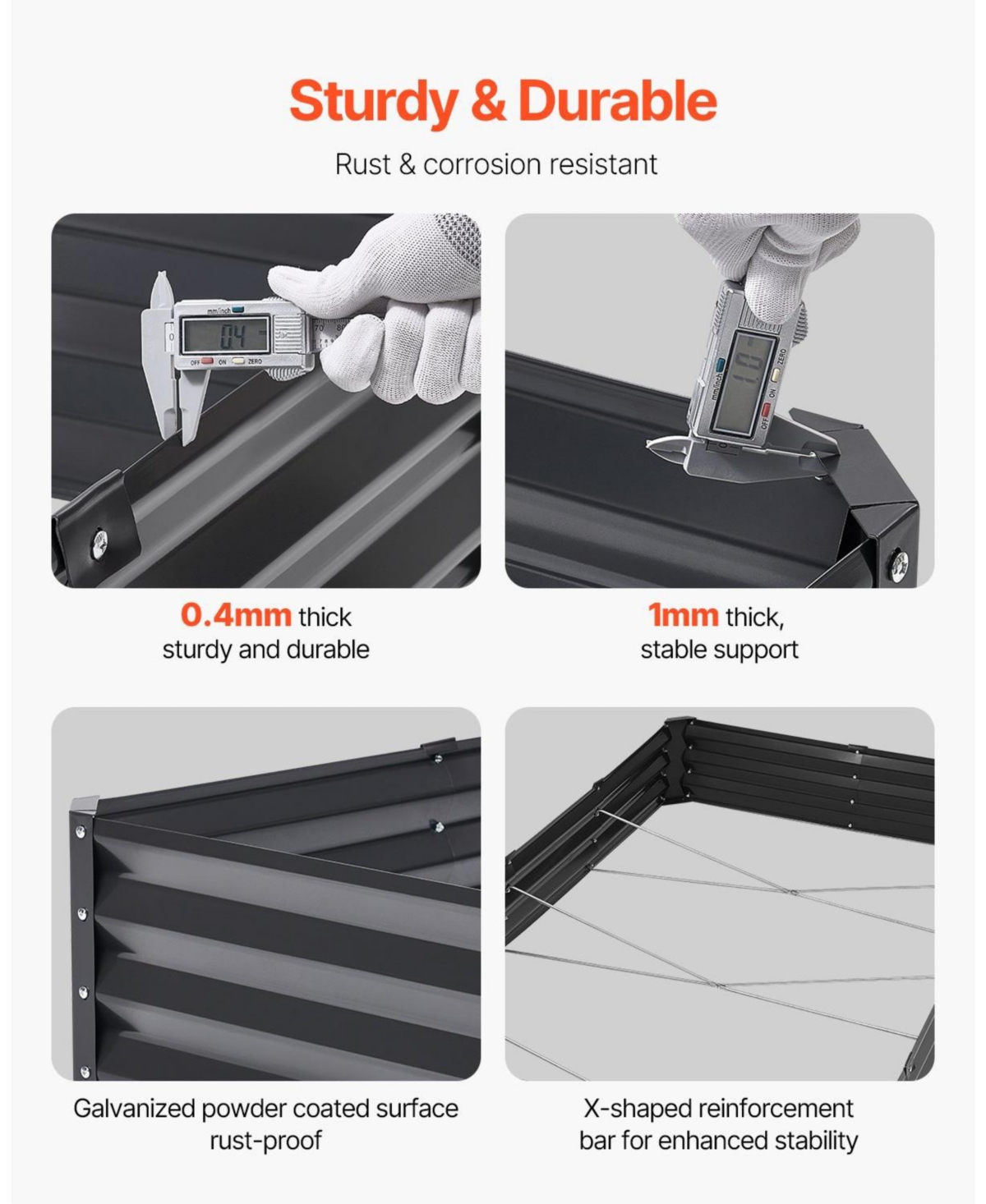 Slickblue Metal Raised Garden Bed, Galvanized Outdoor Planter Box