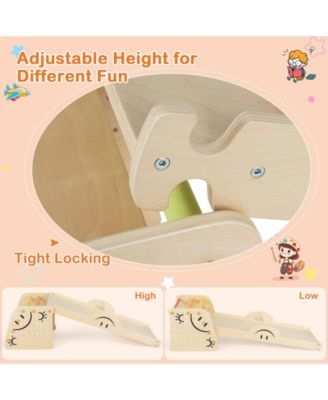 Wooden Climbing Toy Triangle Climber Set with Seesaw-Multicolor