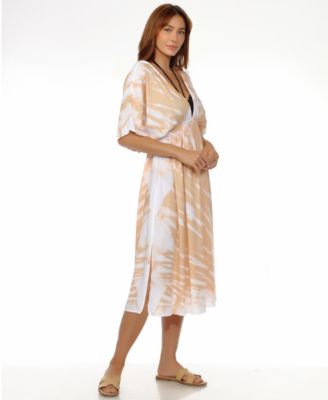 Women's Tie-Dyed Braid-Trim V-Neck Cover-Up Dress