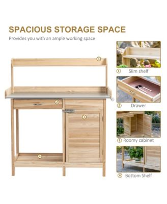 Wooden Potting Bench with Open Shelf Storage for Gardening Needs