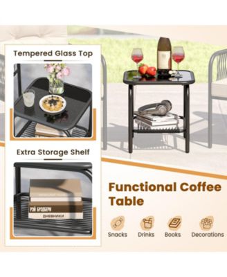 3 Pieces Outdoor Rattan Furniture Conversation Set