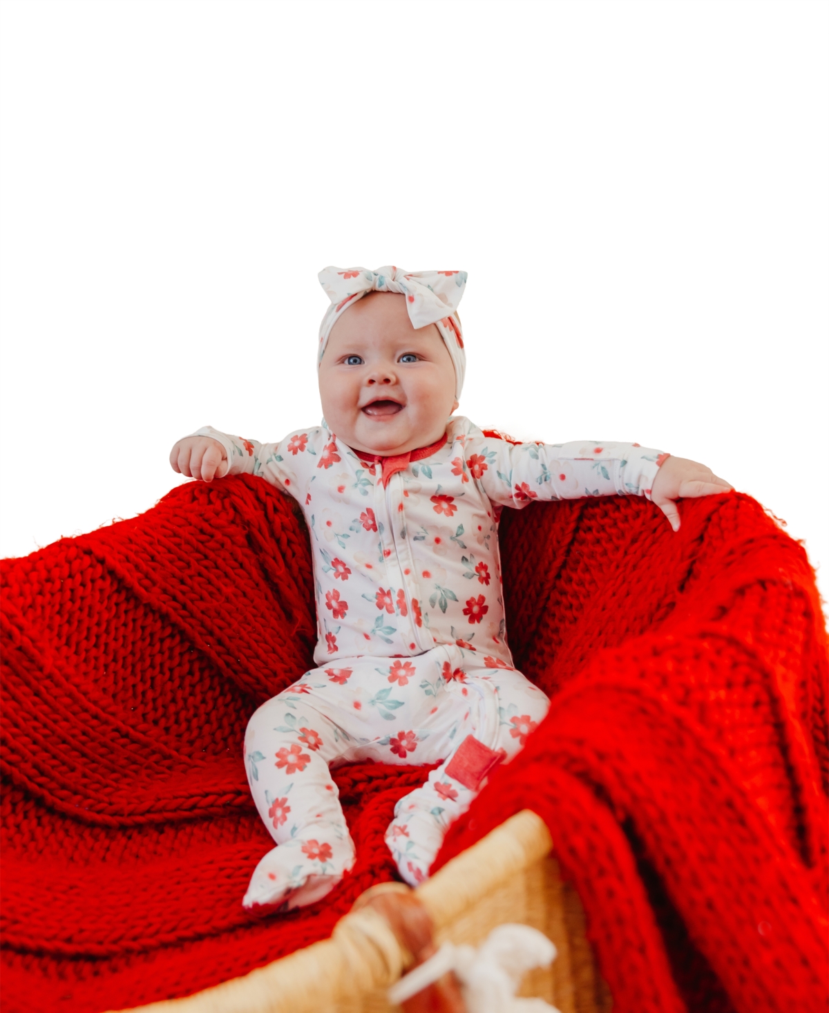 Copper Pearl Baby Girls' Noel Printed Zip-Up Footed Pajamas