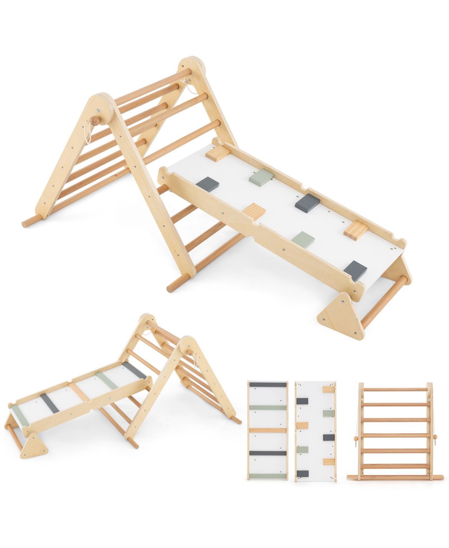 Pikler Triangle 3-in-1 Foldable Climbing Set