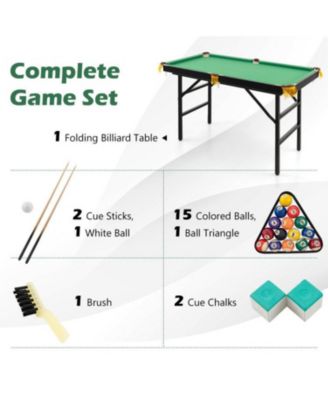 47 Inch Folding Billiard Table with Cues and Brush Chalk Gaming Table