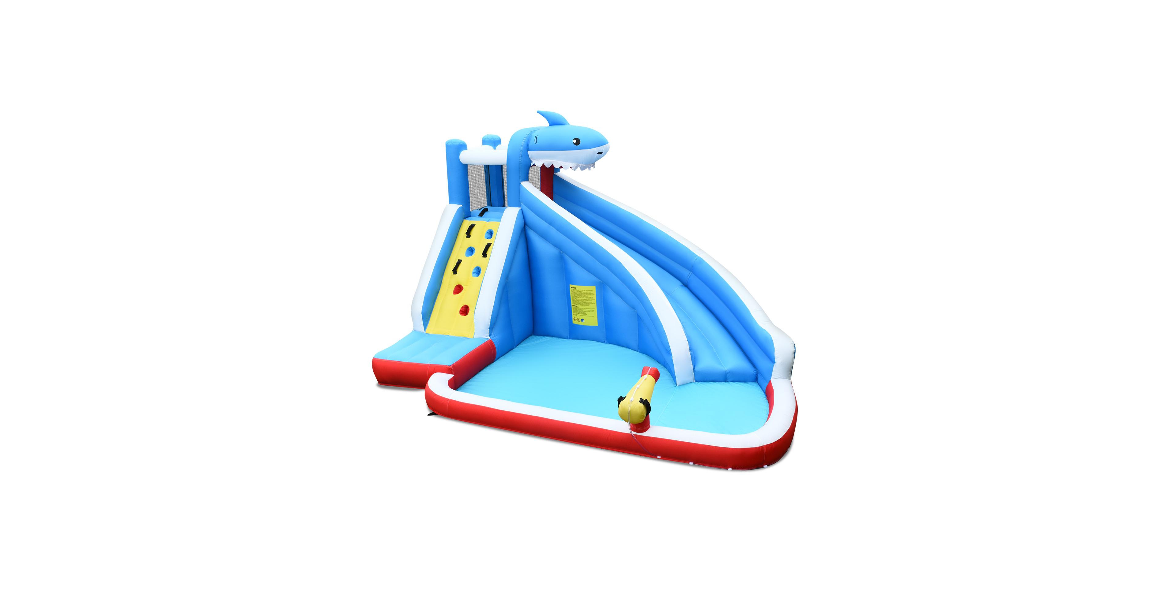 Skonyon Shark Inflatable Bounce House with Water Slide & Climbing Wall, Ages 3-10