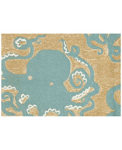 Liora Manne Front Porch Indoor/Outdoor Octopus Aqua Area Rug