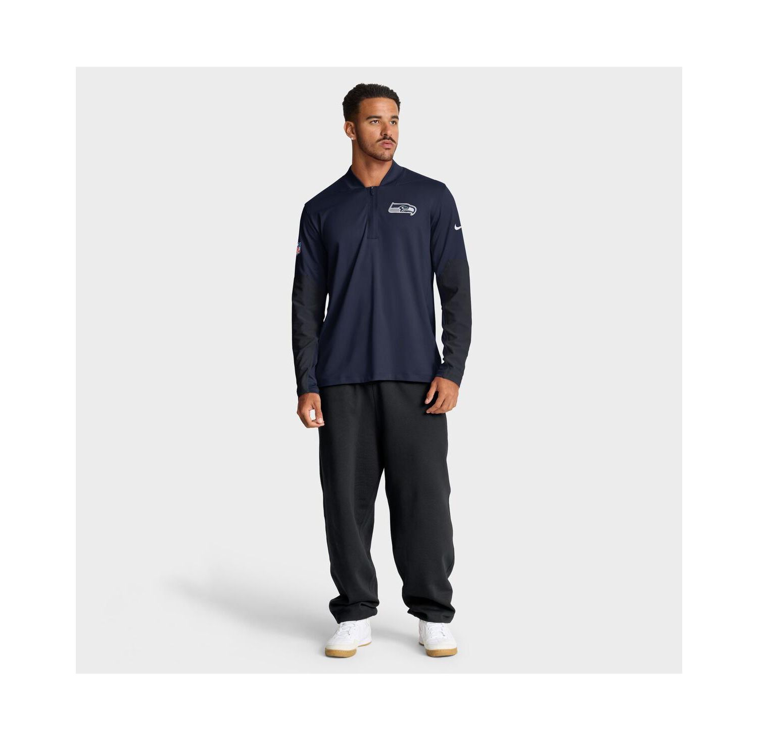 Men's College Navy Seattle Seahawks Sideline Dri-FIT Half-Zip Pullover Sweatshirt