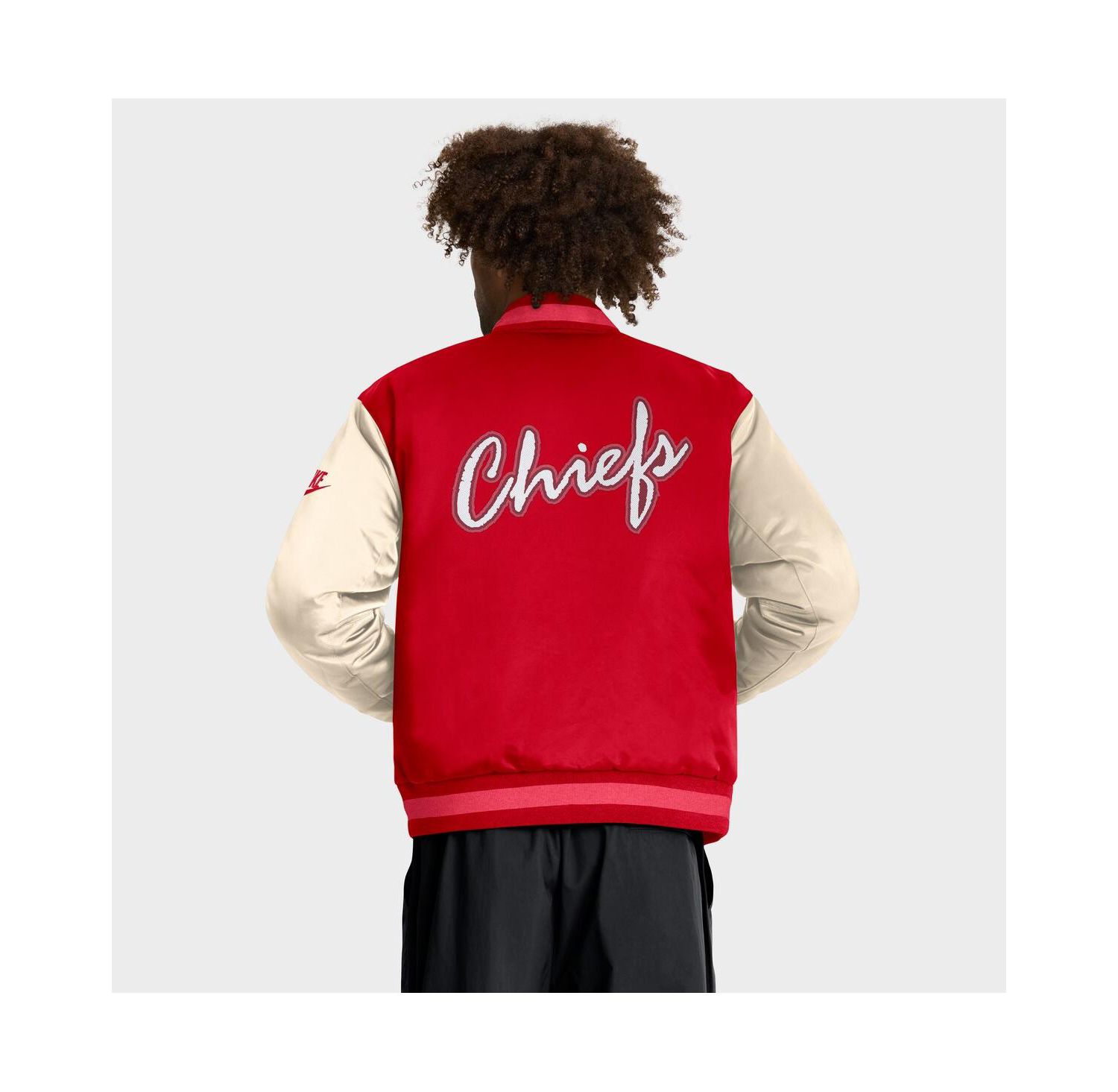 Men's Red/Cream Kansas City Chiefs Rewind Legacy Full-Snap Bomber Jacket