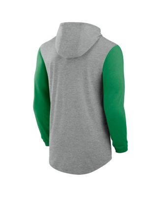 Men's Gray/Green Oregon Ducks Basketball Color-Block Tri-Blend Dri-FIT Long Sleeve Hoodie T-Shirt