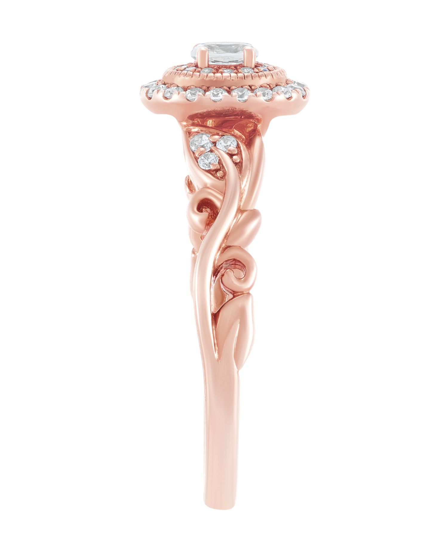 Macy's Diamond Halo Ring (1/3 ct. t.w.) in 14k Rose Gold