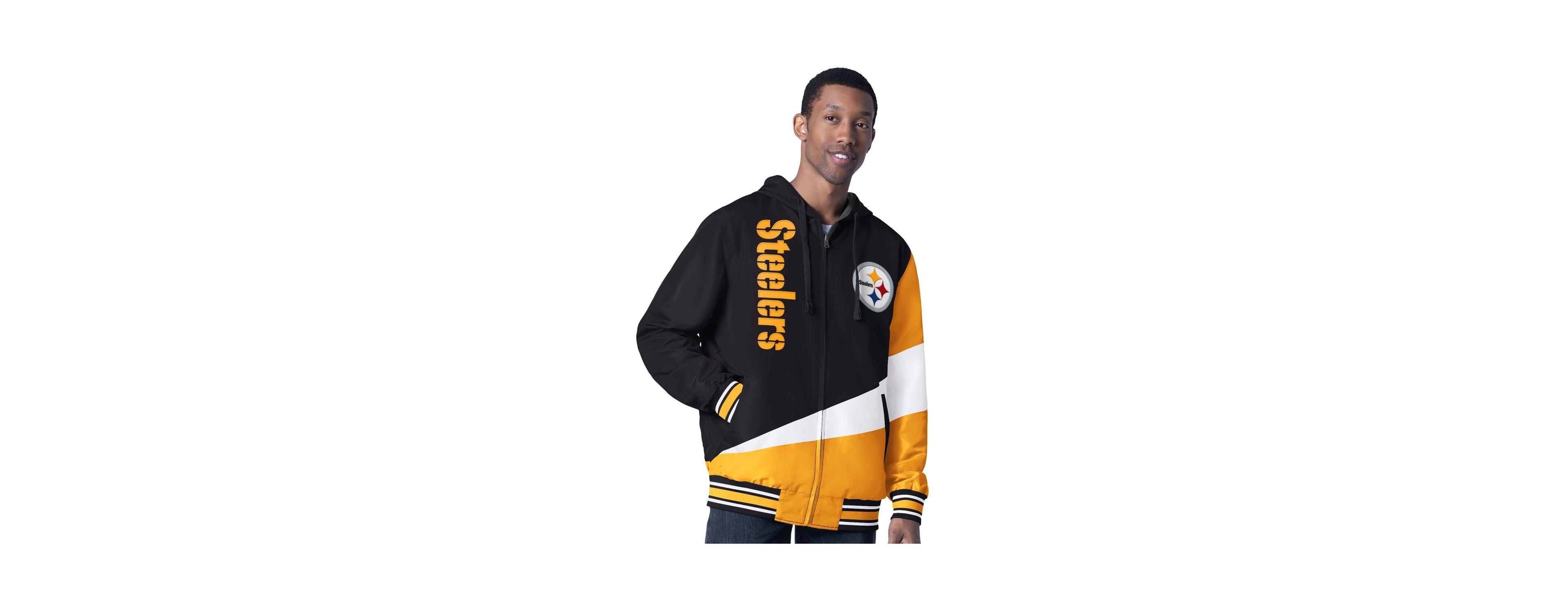 Men's Black/Charcoal Pittsburgh Steelers Dual Threat Reversable Full-Zip Hooded Jacket