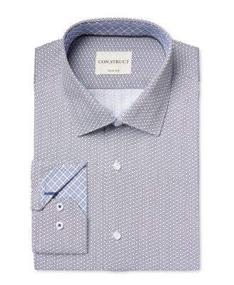 ConStruct - Men's Slim-Fit Diamond-Pattern Dress Shirt