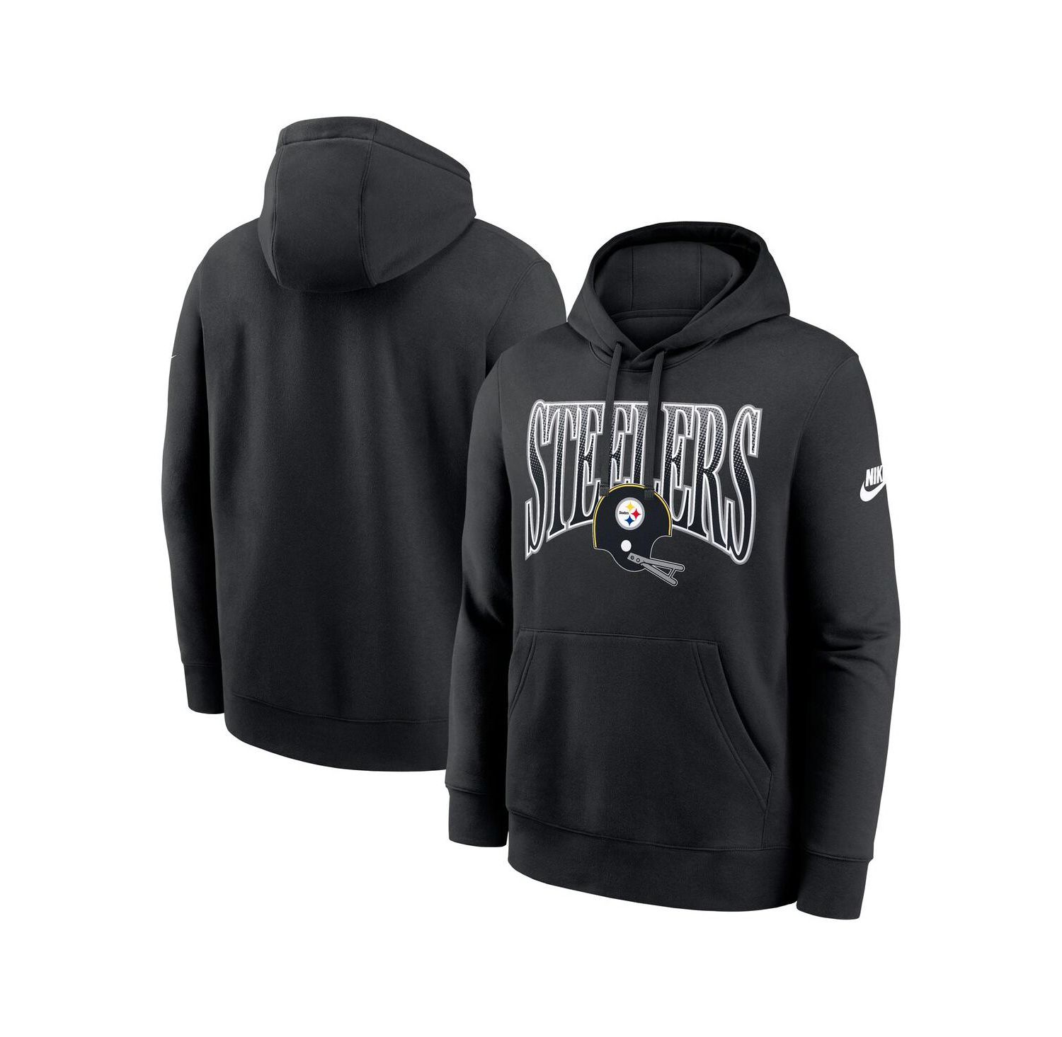 Men's Black Pittsburgh Steelers Full Blitz Club Fleece Pullover Hoodie