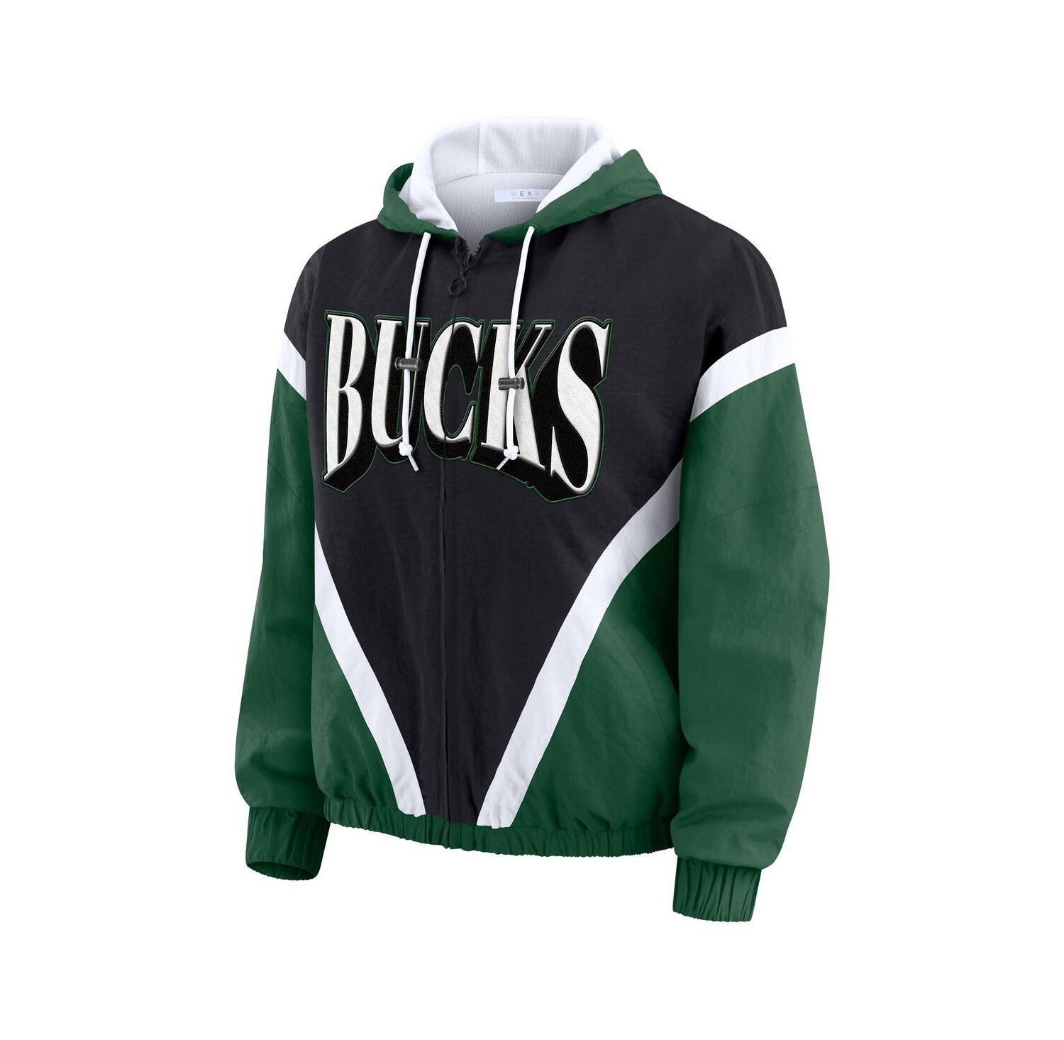 Women's Black/Hunter Green Milwaukee Bucks Color Block Full-Zip Hoodie Windbreaker Jacket