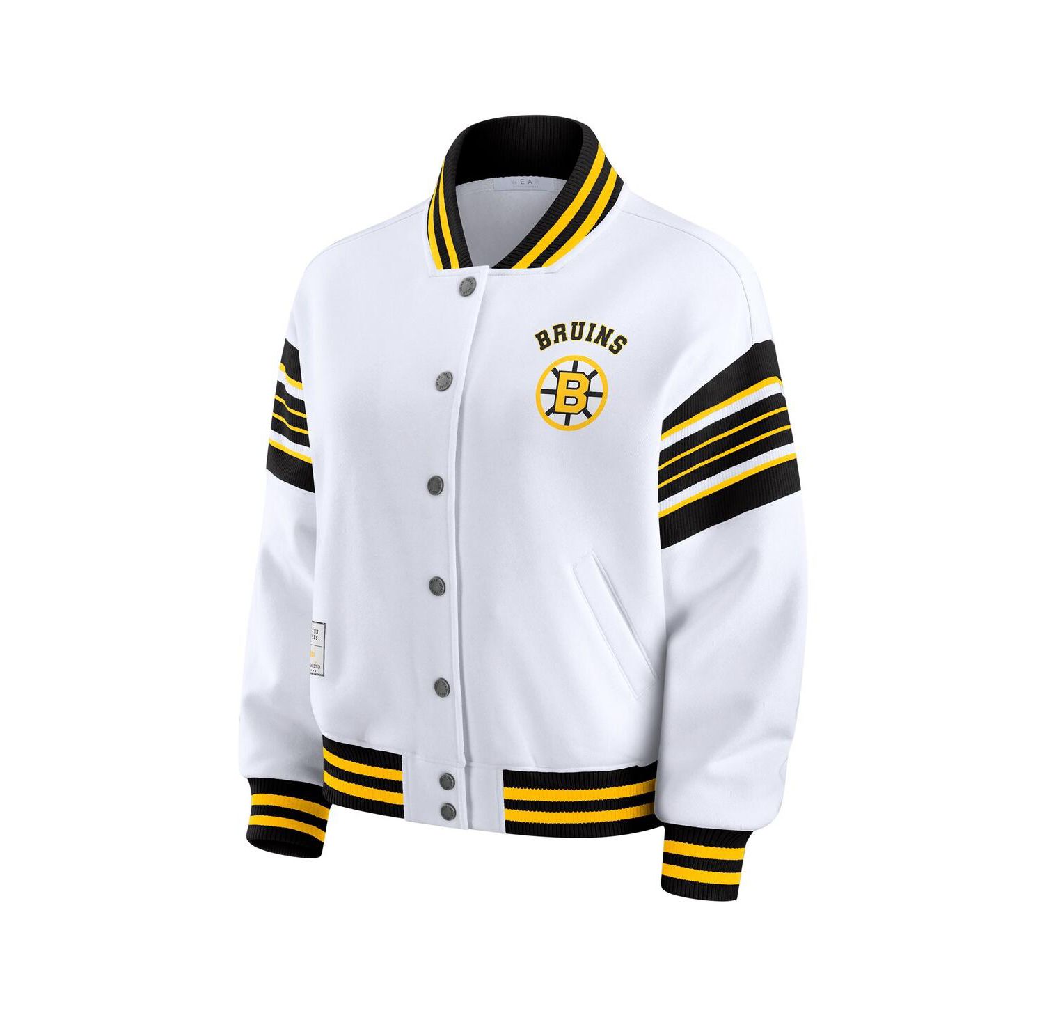 Women's White/Gold Boston Bruins Full-Snap Fleece Sweatshirt Jacket