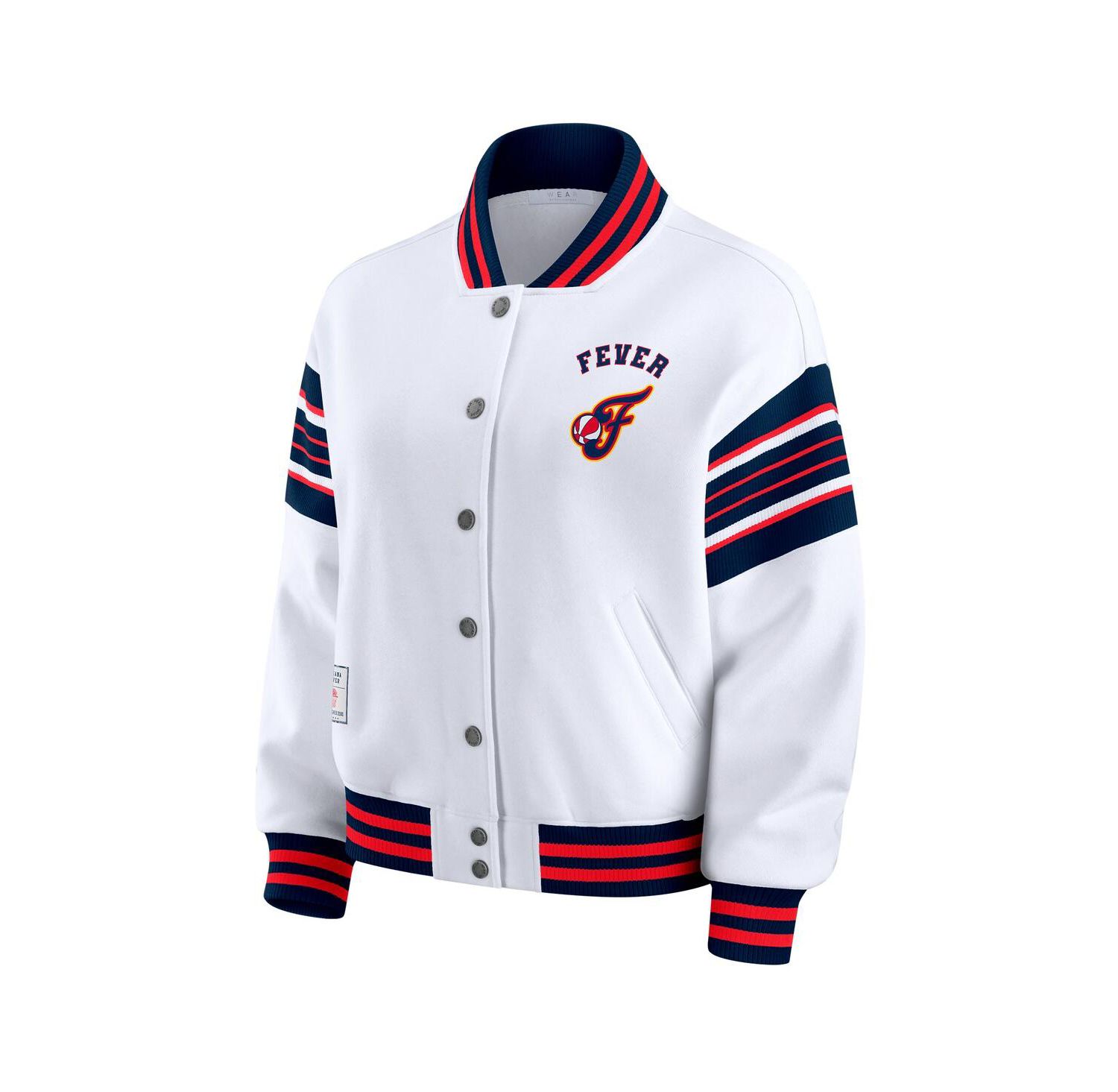 Women's White/Navy WNBA Full-Snap Fleece Sweatshirt Jacket