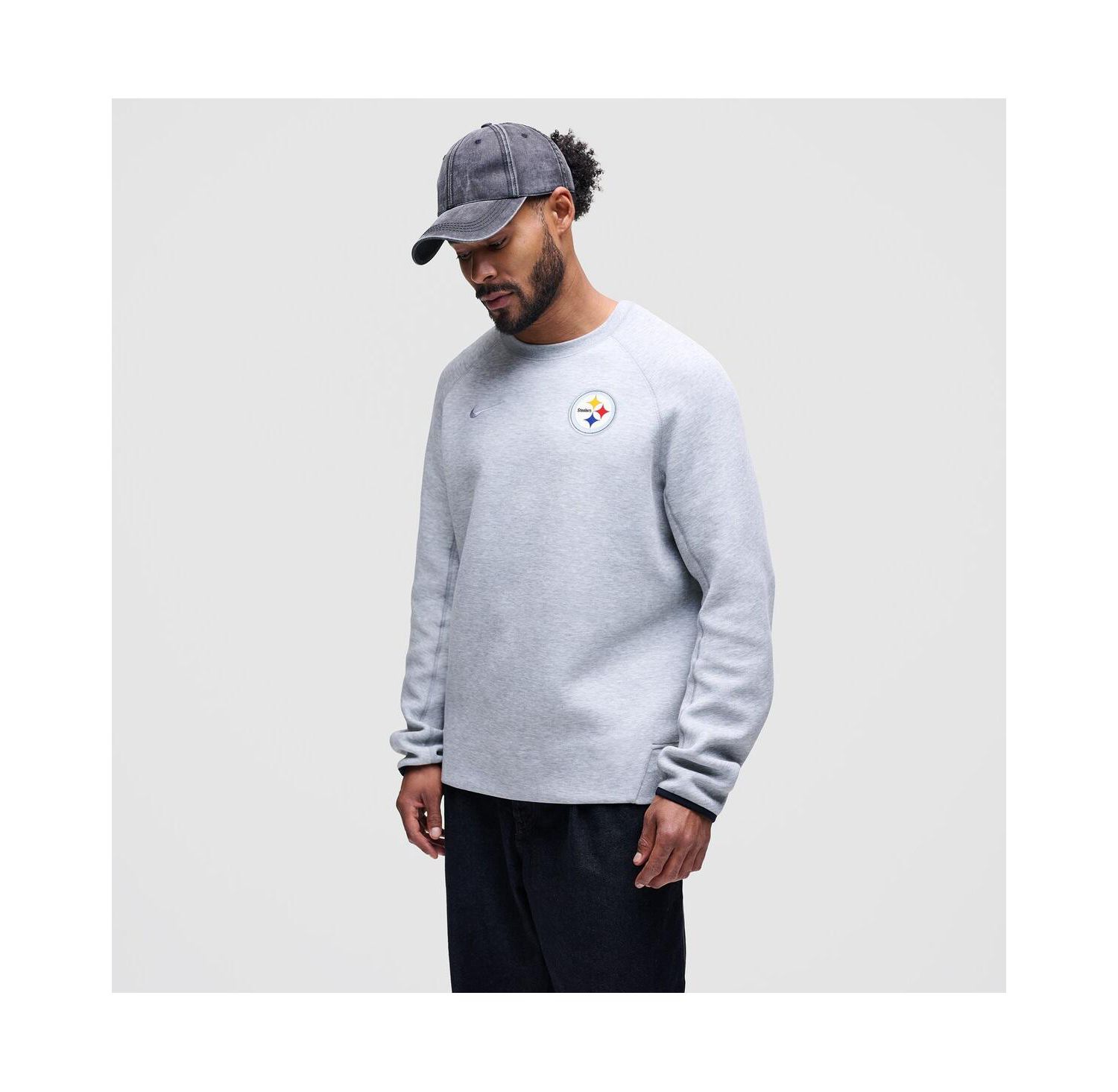 Men's Heather Gray Pittsburgh Steelers Tech Fleece Raglan Sweatshirt