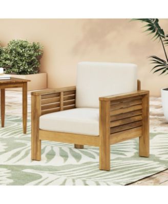 Streamdale Acacia Wood Club Chairs With Cushions, Teak+Beige