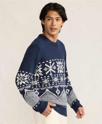 Men's Long Sleeve Holiday Snowflake Crewneck Sweater