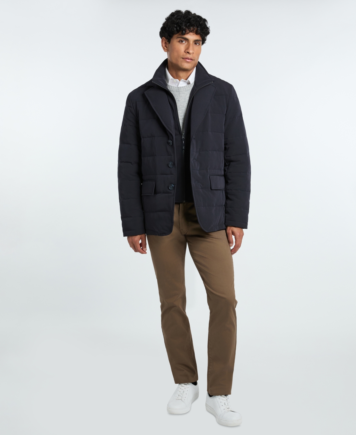 Ted by Ted Baker Men's Solid Quilted Puffer Blazer Jacket