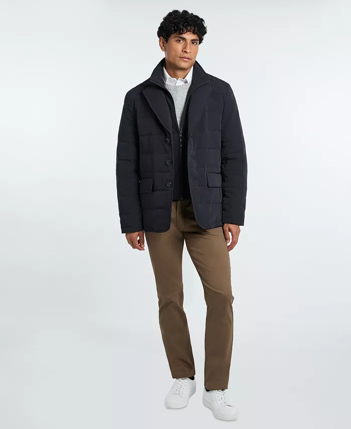 Men's Solid Quilted Puffer Blazer Jacket - thumbnail 2