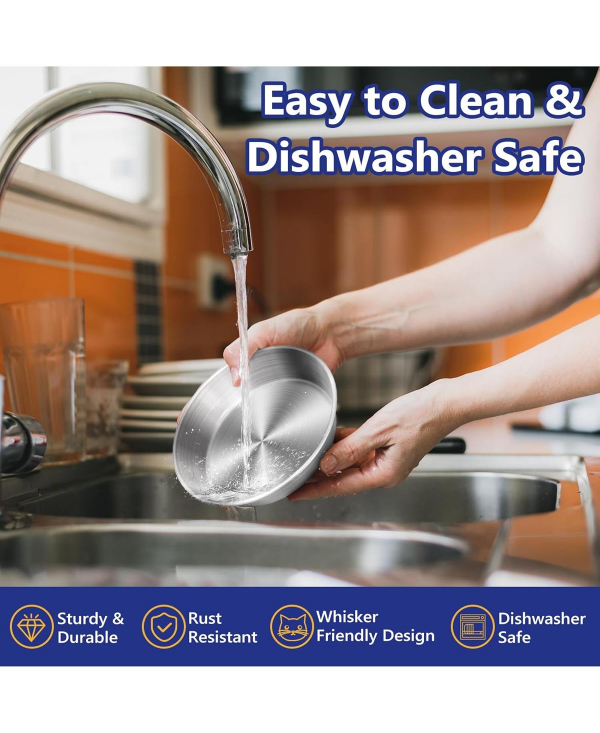 Wopet 6 Pack Stainless Steel Cat Food Bowls Deep Whisker Friendly Non Slip Silicone Base Easy Clean Indoor Feeding Dishes 59 Inch