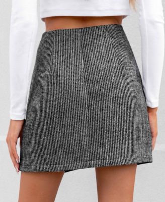 Women's Light Grey Pleated Mini Skirt