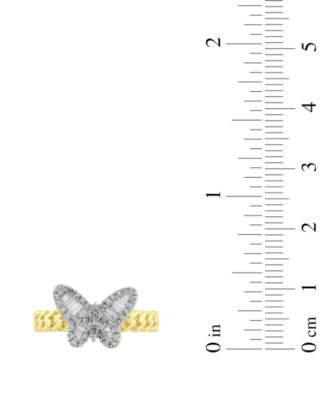 Diamond Round & Baguette Ring (1/4 ct. t.w.) in 10k Yellow Gold