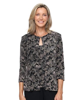 Women's Printed Jacket and Scoop Neck Tank Top, 2-Piece Set